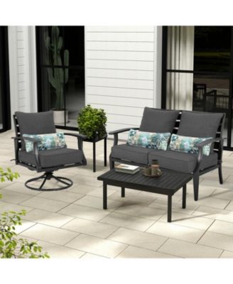 23'' x 26'' Outdoor Deep Seat Chair Cushion Set, Olefin Fabric, Slipcover with Sponge Foam, (Set of 2 Seats, 2 Backs, 2 Lumbar Pillows)