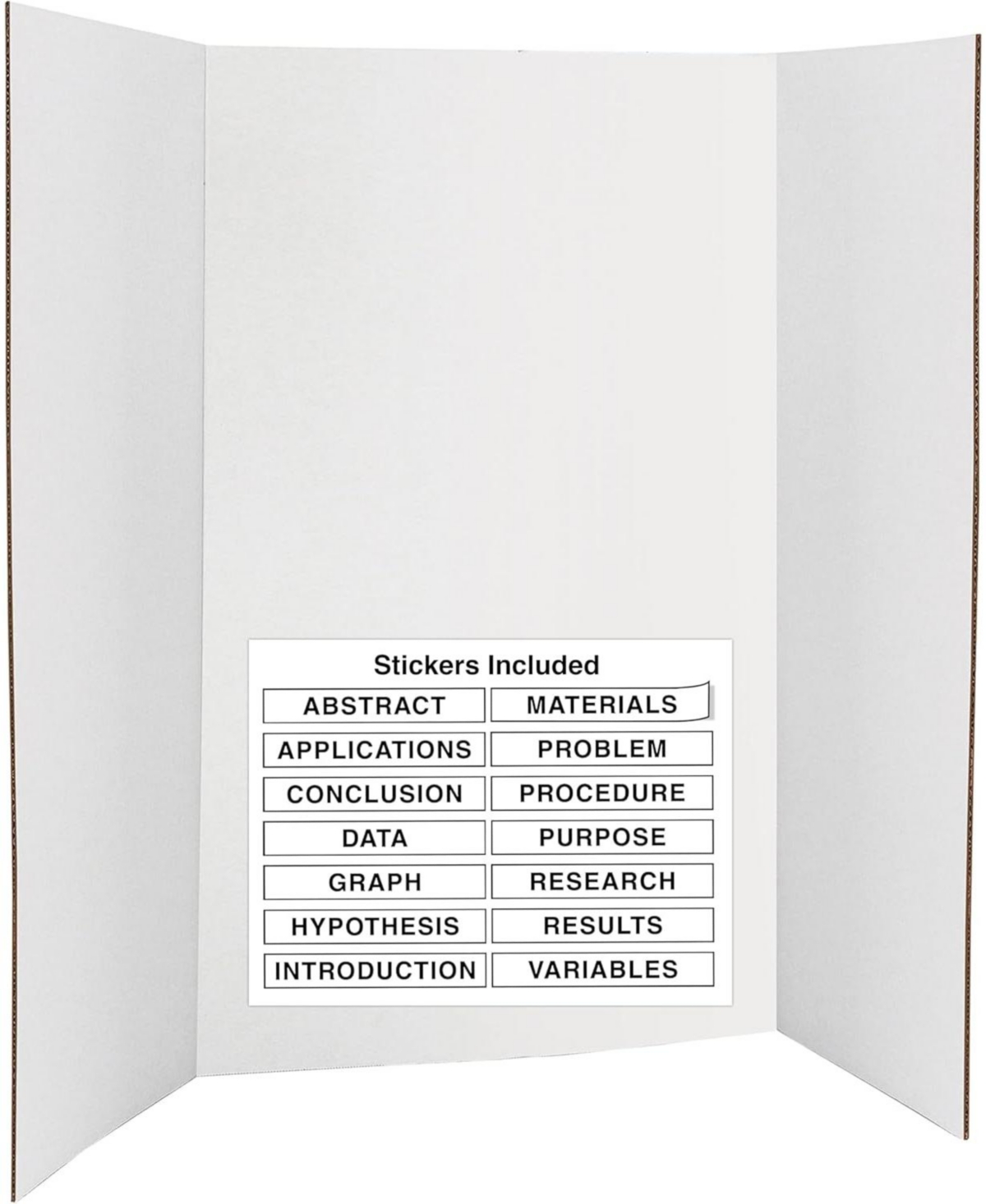 Trifold Poster Board 36&#x22; x 48&#x22; White Presentation Board - Self-Adhesive Science Subtitles Included - Science Fair Display Boards, for School