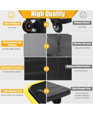 Folding Push Cart Dolly, Rolling Platform Cart for Garage Warehouse, Portable Flatbed Cart with Non-Slip Swivel Casters