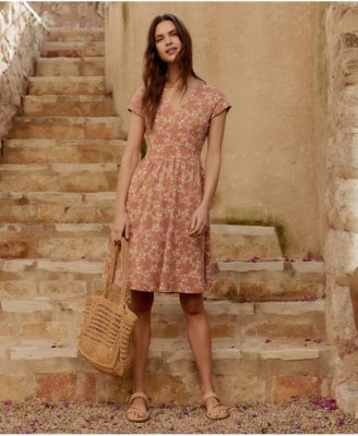 Women's Organic Cotton Fit & Flare Crossover Dress