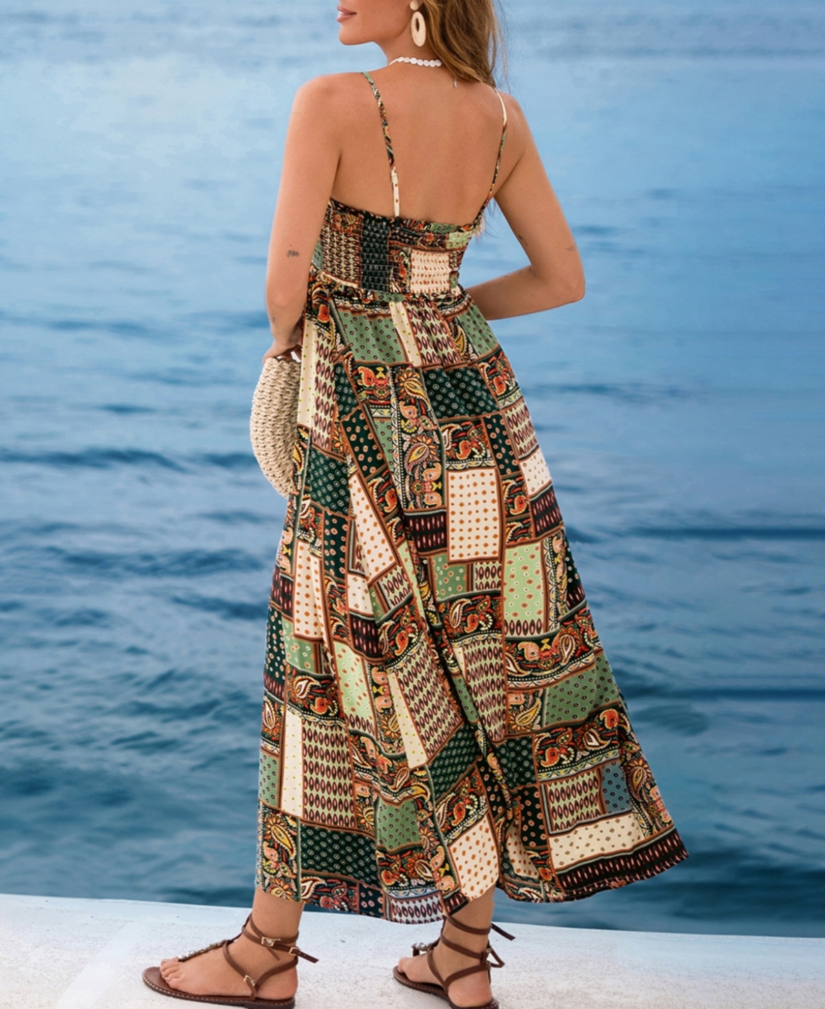 Cupshe Women's Patchwork Paradise Paisley Midi Beach Dress