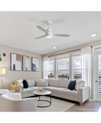 52'' Modern 3 Solid Wood Blade Tri color Ceiling Fan Light with Remote Control and Forward Reverse Function for Bedrooms Living Rooms