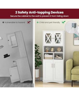 Tall Bathroom Cabinet Large Floor Storage Cabinet with Acrylic Doors and 3 Cubes