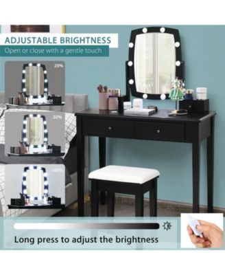 Vanity Table Set with Lighted Mirror for Bedroom and Dressing Room