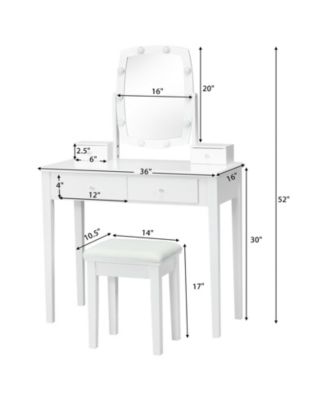 Vanity Table Set with Lighted Mirror for Bedroom and Dressing Room