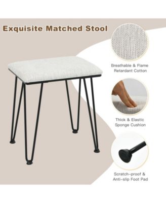 Vanity Desk with Mirror and Lights for Bedroom