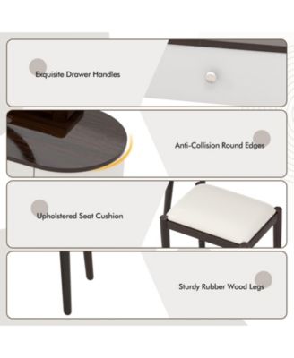 Makeup Vanity Table Set with LED Mirror and 3 Spacious Drawers