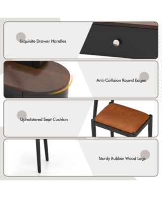 Makeup Vanity Table Set with LED Mirror and 3 Spacious Drawers