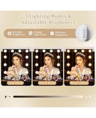 Vanity Set with Lighted Mirror and Stool with Power Outlet