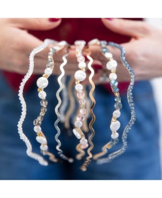 Wavy Metallic Headband Set - Gold + Silver