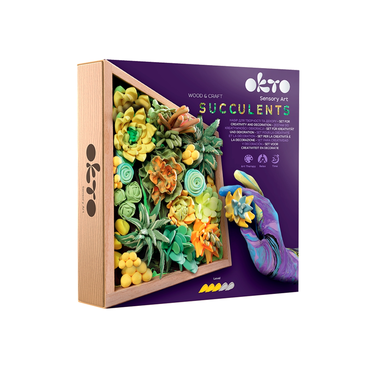 Okto Sensory Art 3D Woodcraft &#x201C;Energy&#x201D; &#x2013; Succulent Craft Kit
