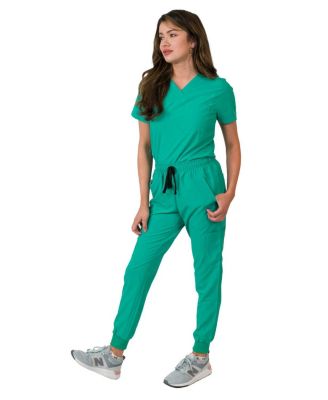 Women's 1-Pocket Top Knit Rib Cuff Jogger Pants Set