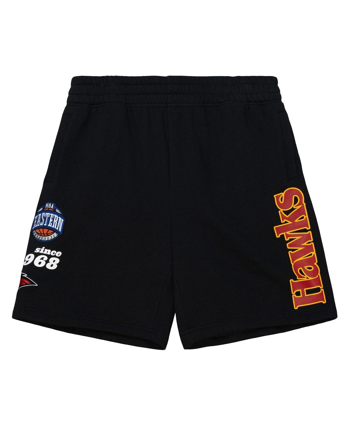 Mitchell & Ness Men's Black Atlanta Hawks Team Origins Fleece Shorts In Black