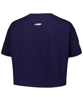 Women's Navy Atlanta Braves Made To Play Boxy Cropped T-Shirt