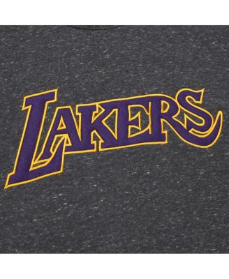 Men's Black Los Angeles Lakers Mitchell & Ness Black Out Collection Snow Washed Vintage Logo Pullover Sweatshirt