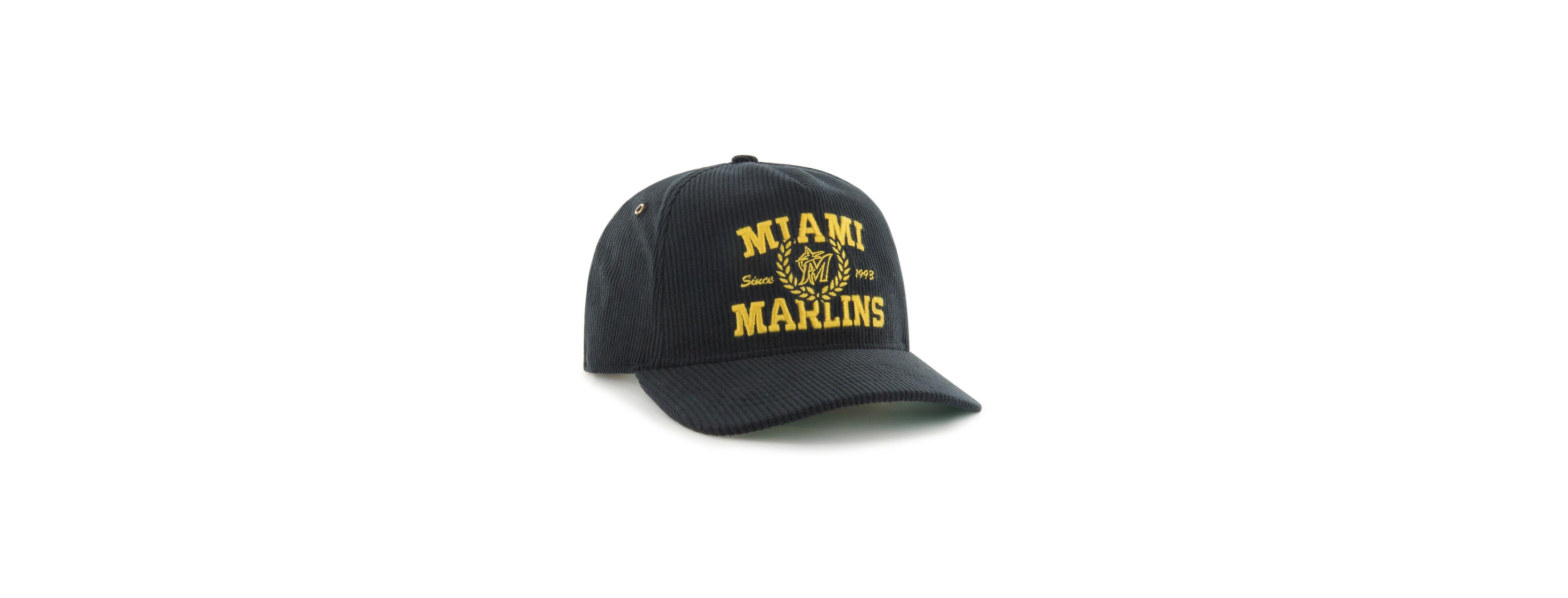 '47 Brand Men's Black Miami Marlins Laurus Corduroy Hitch Snapback Hat