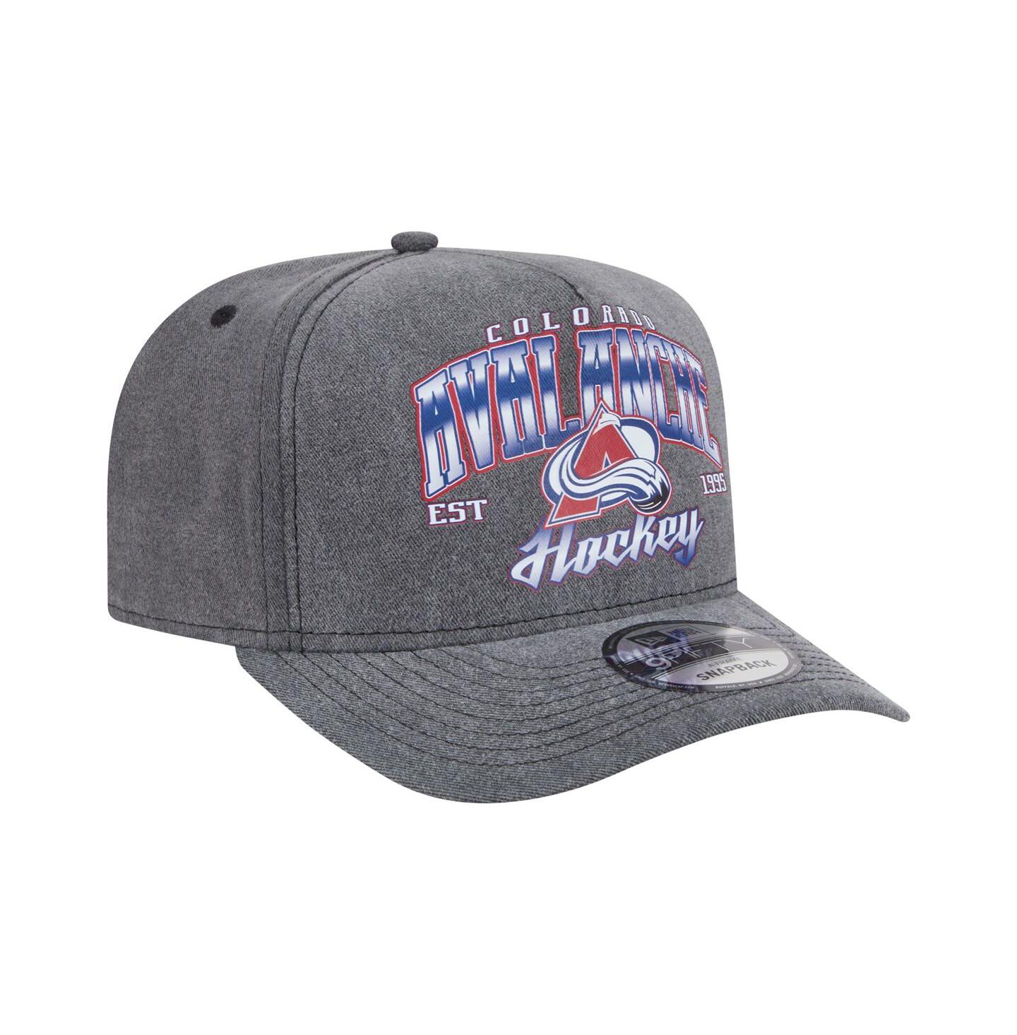 Мужская кепка New Era Charcoal Colorado Avalanche Throwback Washed A-Frame Pre-Curved 9FIFTY Snapback Hat — фото 3