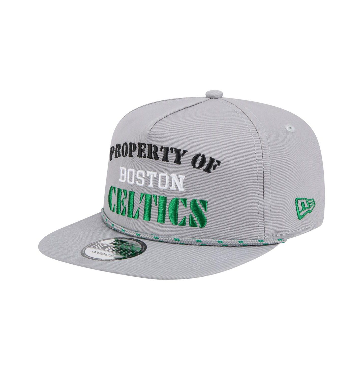 Мужская кепка New Era Gray Boston Celtics Throwback Property Of Golfer Snapback Hat — фото 3