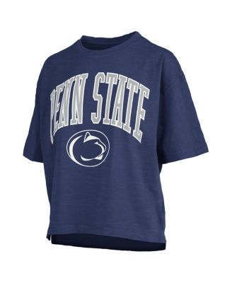 Women's Navy Penn State Nittany Lions Nelson Arch Over Logo Waist Length Oversized Slub T-Shirt