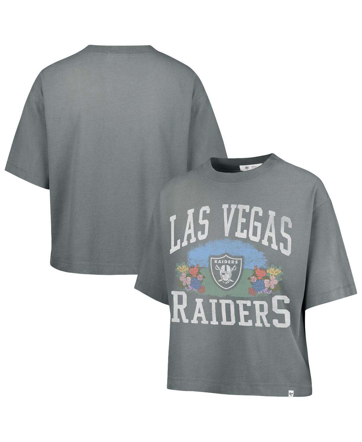 Women's Gray Las Vegas Raiders Florentina Montauk Cropped T-Shirt - Gray