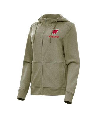 Antigua - Women's Olive Wisconsin Badgers Seeker Full-Zip Hoodie