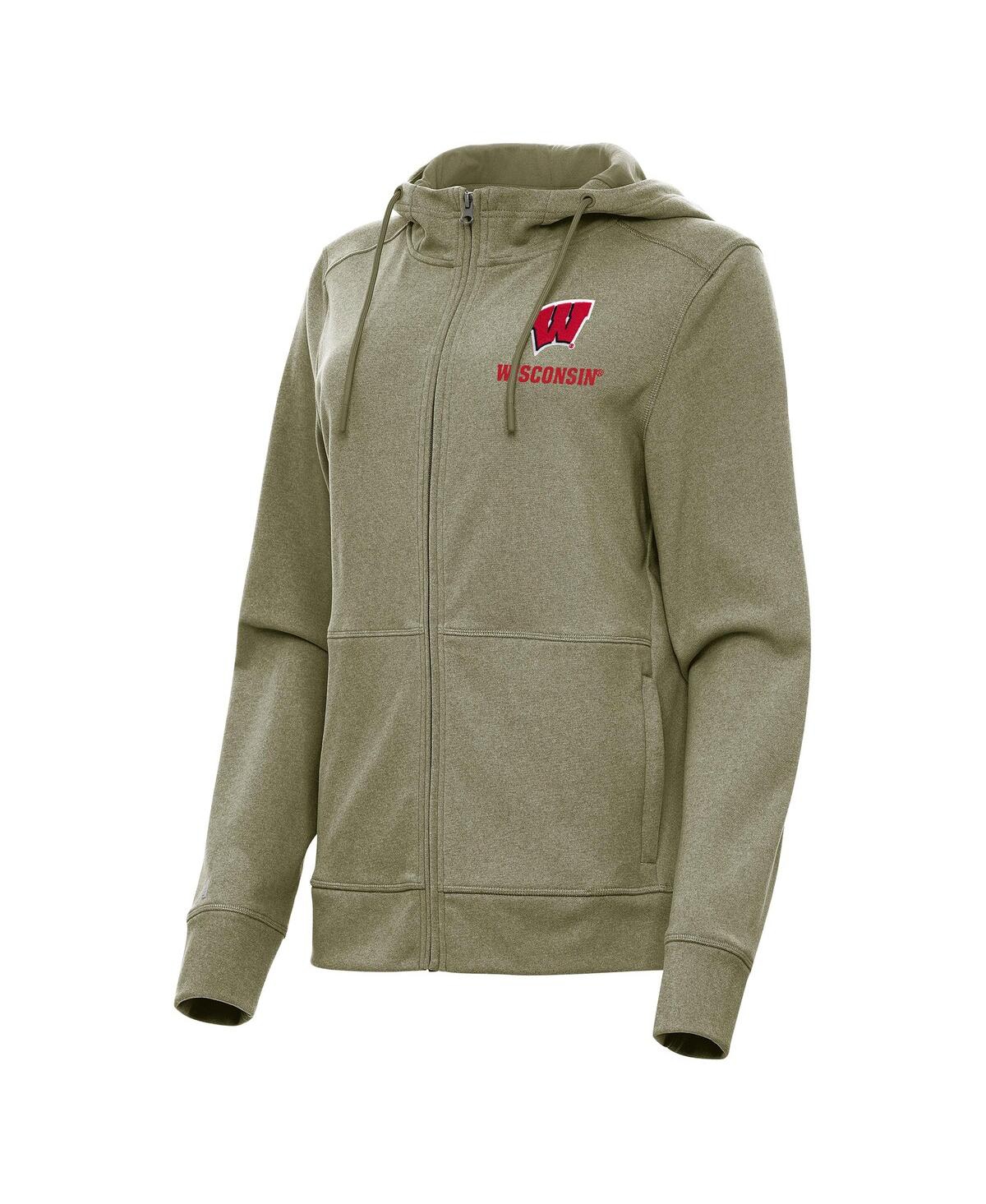Women's Olive Wisconsin Badgers Seeker Full-Zip Hoodie - Olive