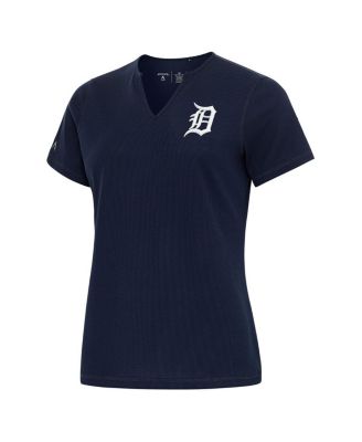 Antigua - Women's Navy Detroit Tigers Notch Neck T-Shirt
