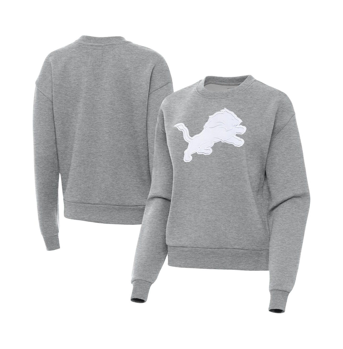 Женская толстовка Antigua Heather Gray Detroit Lions Victory Pullover — фото 1