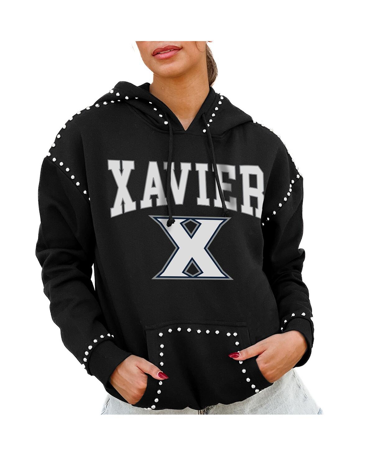 Women's Black Xavier Musketeers Studded Pullover Hoodie - Black