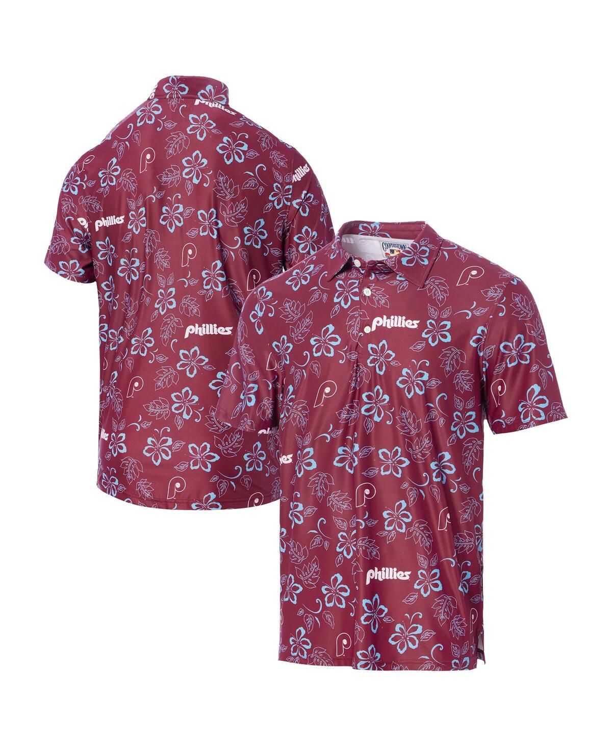 Мужская темно-бордовая рубашка-поло Philadelphia Phillies Cooperstown Collection Performance
