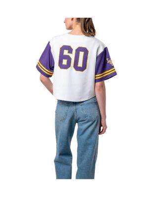 Women's White LSU Tigers Baseball Jersey Cropped T-Shirt