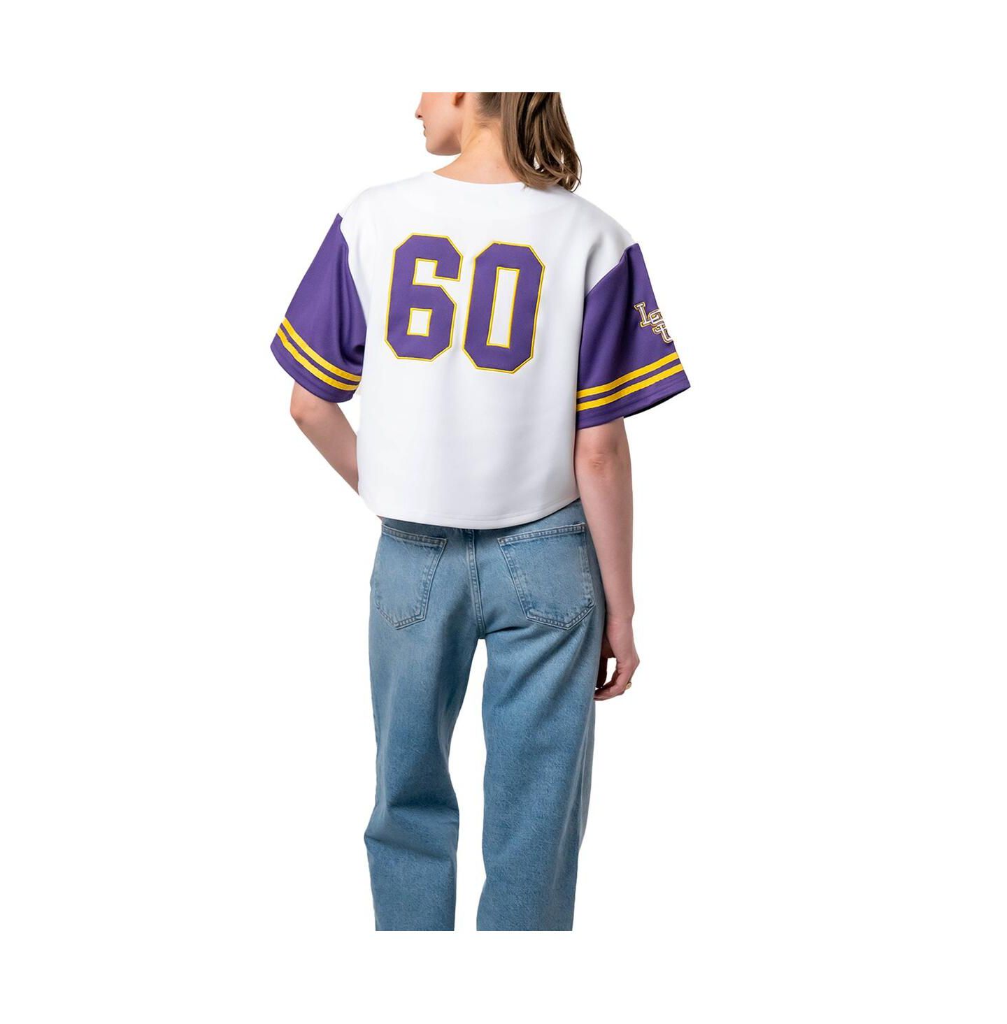 Женская футболка Established & Co. White LSU Tigers Baseball Jersey Cropped — фото 3