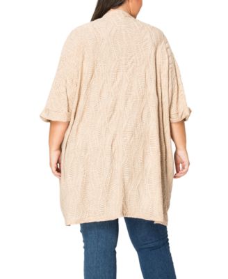 Plus Size Spiral Wave Texture Dolman Cardigan Sweater