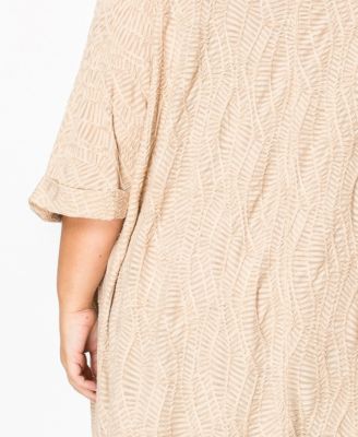 Plus Size Spiral Wave Texture Dolman Cardigan Sweater