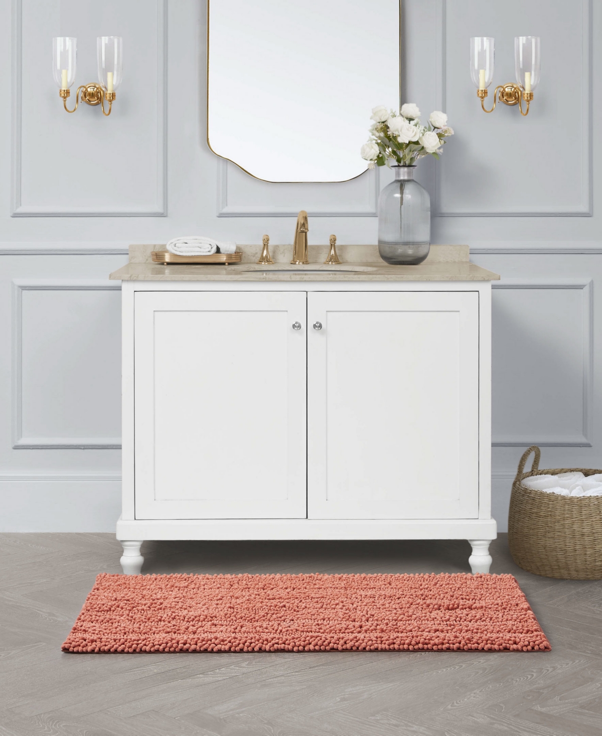 Laura Ashley Astor Chenille Bath Mat, 27" X 45"