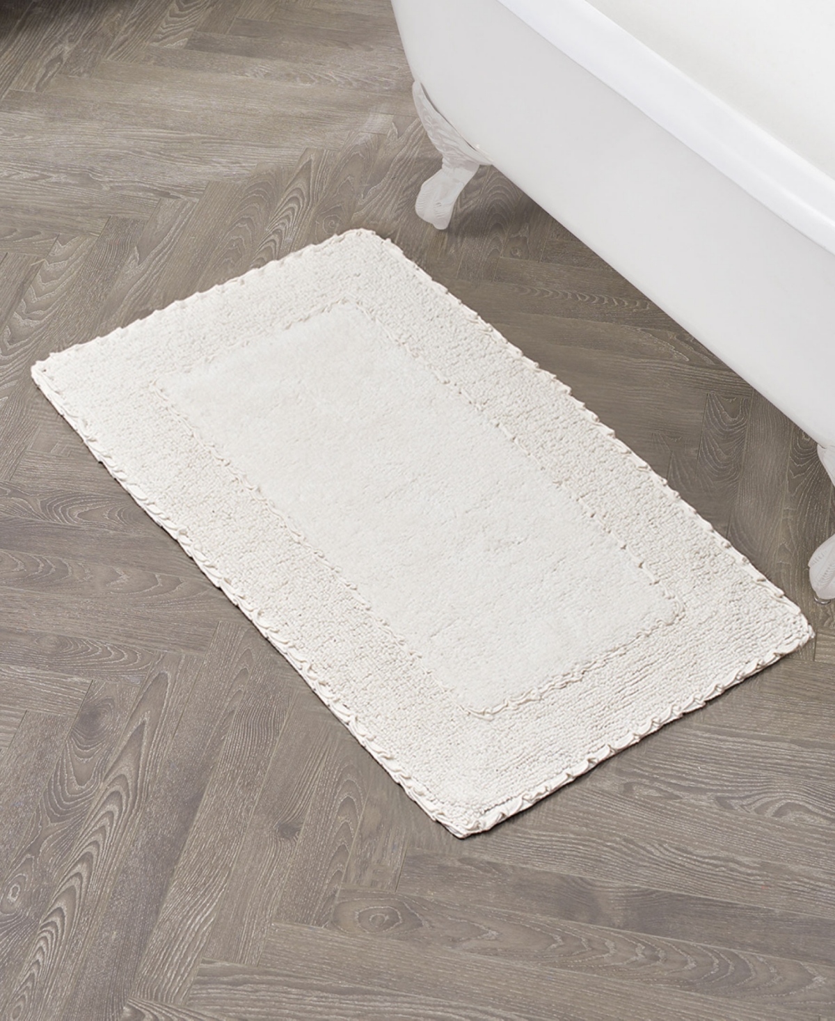 Laura Ashley Cotton Ruffled Bath Rug, 17" X 24"