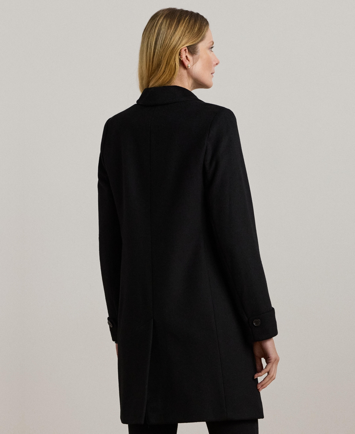 Ralph Lauren Petite Notched-collar Walker Coat In Black