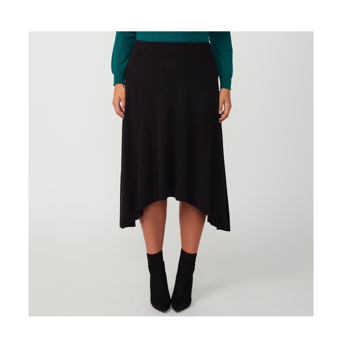 Shade Black Midi Assymetric Skirt - Black
