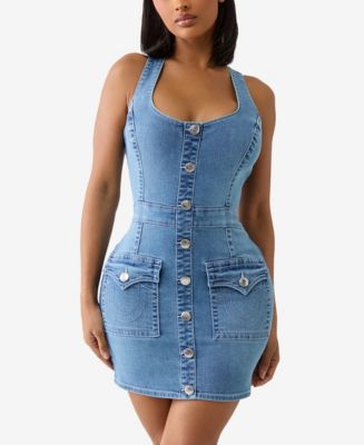 True Religion Women's Scoop Neck Denim Dress - Macy's