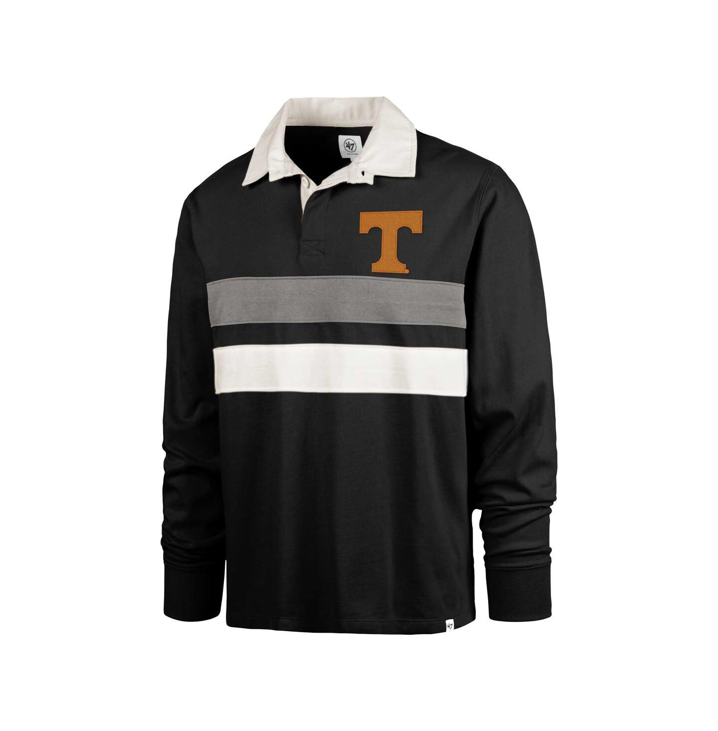Мужское поло '47 Brand Black Tennessee Volunteers Clubhouse Knox Thames Rugby Long Sleeve Polo — фото 2