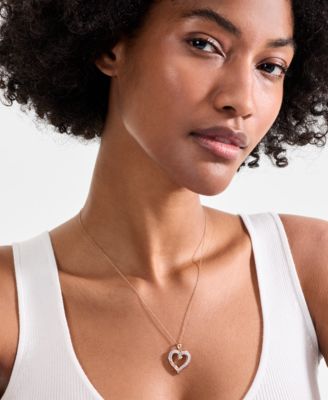Diamond Twist Heart 18" Pendant Necklace (1/2 ct. t.w.) in 14k White Gold or 14k Yellow Gold, 18" + 2" extender, Exclusively at Macy's