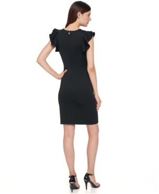Women's Ruffle-Sleeve Sheath Dress