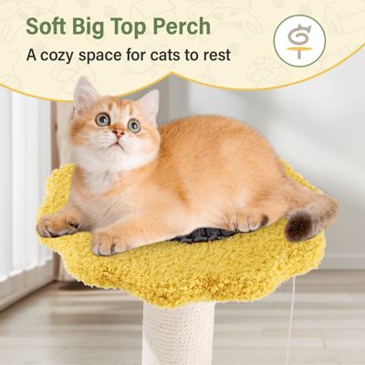 17" Cat Tree with Sisal Scratching Post, Flower-Shaped Perch and Plush Toy Ball for Indoor Cats