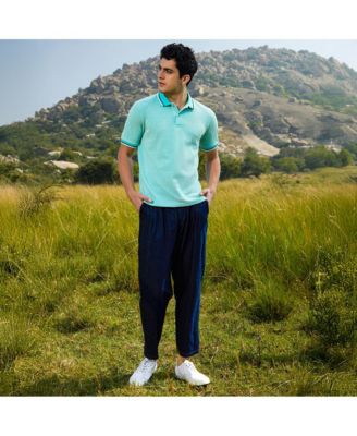 Men's Aqua Blue Multitrack Knit Polo T-Shirt