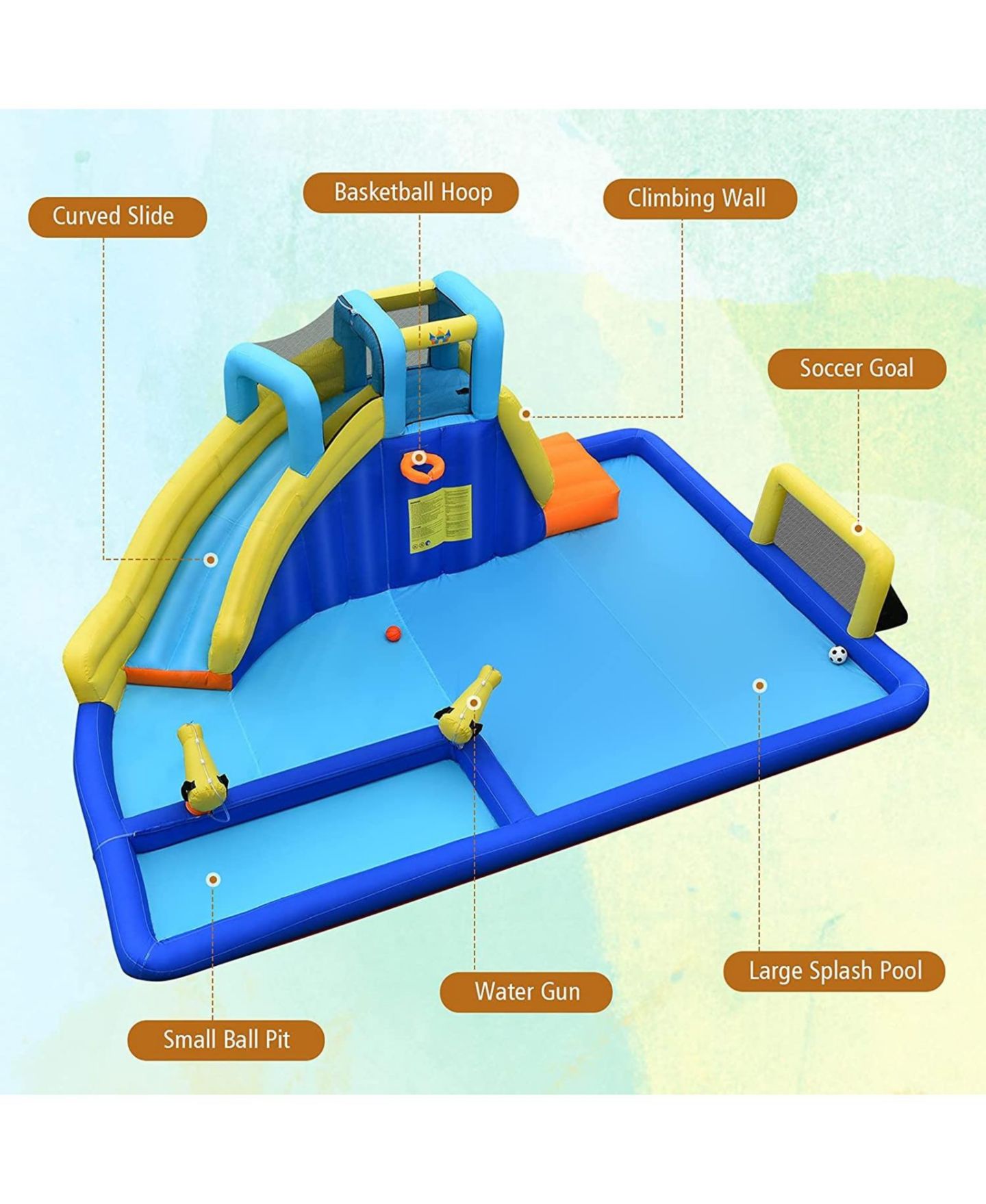 Детские игрушки SUGIFT 6-in-1 Inflatable Water Slides with Blower, Up to 3 Kids, Ages 3-12 — фото 6