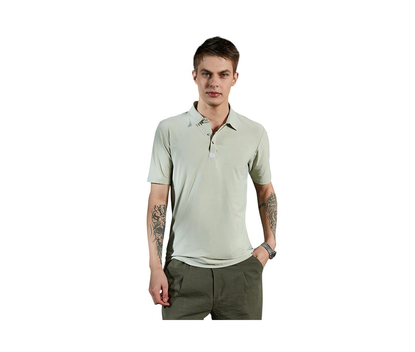 Мужская футболка Cahoot Campus Sutra Sage Green Seamless Solid Polo, цвет: Зелёный — фото 1