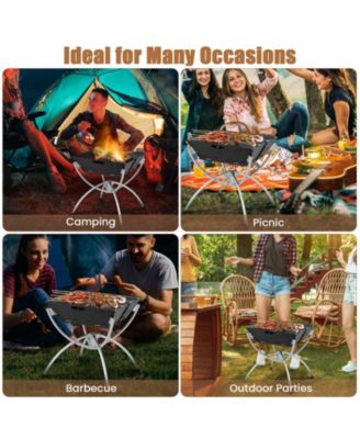 3-in-1 Camping Campfire Grill with Stainless Steel Grills Carrying Bag & Gloves
