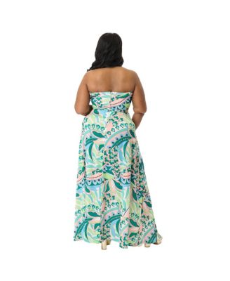 Plus Size 1960s Halter Maxi Dress
