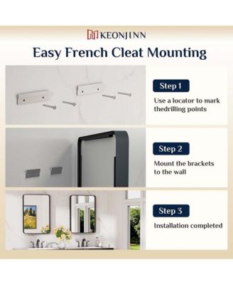 16x24 Inch Brushed Gold Bathroom Vanity Mirror Tempered Glass Metal Framed