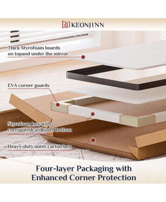 36x36 Inch Brushed Gold Bathroom Vanity Mirror Tempered Glass Metal Framed